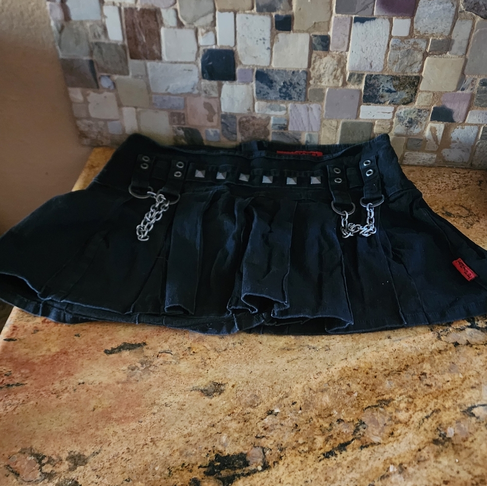 Tripp NYC Black Mini Skirt with Chain Detail